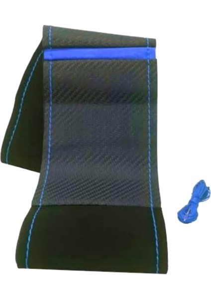 Fiat Doblo Direksiyon Kılıfı Dikmeli Alkantra-Karbon Mavi Yüzüklü