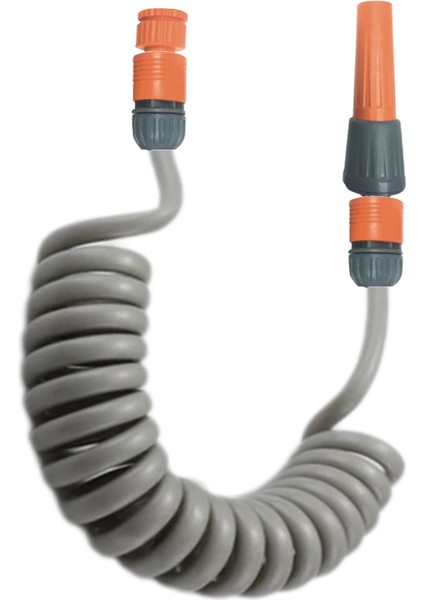 Spiral Yıkama Sulama Hortumu ve 2 Fonksiyonlu Lans Başlıklı Set Gri