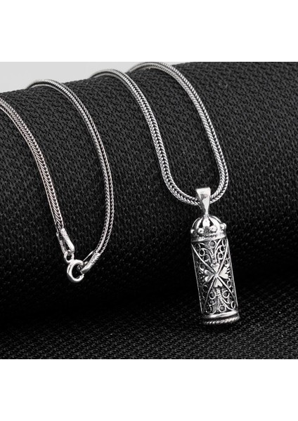 Kalp Tasarımlı Cevşeni Kebir Dualı 925 Ayar Gümüş Kolye