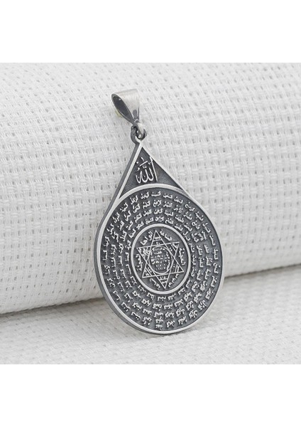 Mührü Süleyman ve Esmaül Hüsna Gümüş Kolye Ucu