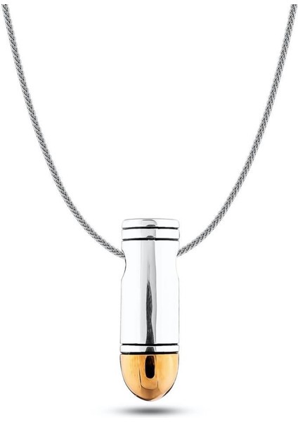 Özel Mermi Kurşun Tasarımlı 925 Ayar Gümüş Kolye 60 cm