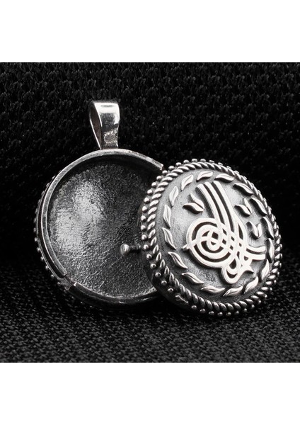 Çift Taraflı Osmanlı Tuğralı Açılabilir 925 Ayar Gümüş Cevşen Kolye