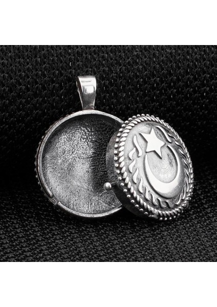 Çift Taraflı Ay Yıldız Tasarımlı Açılabilir 925 Ayar Gümüş Cevşen Kolye fiyatları