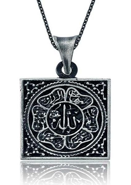 Gümüş Allah Yazılı Bayan Kolye