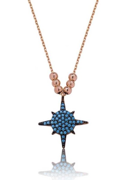 Gümüş Mavi Yıldız Bayan Kolye