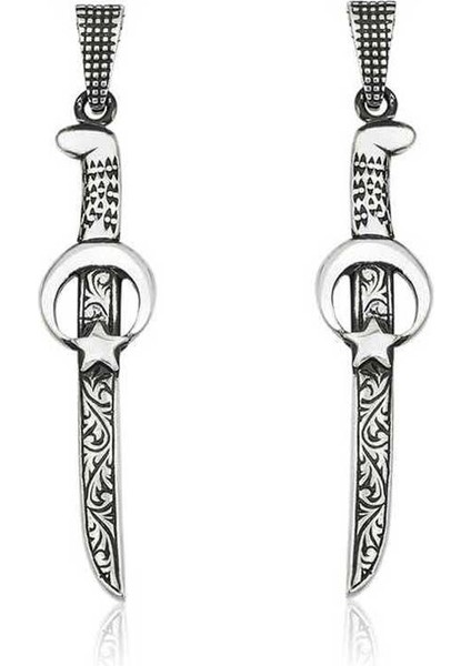 Ay Yıldız Kılıç Tasarımlı 925 Ayar Gümüş Kolye Ucu fiyatları