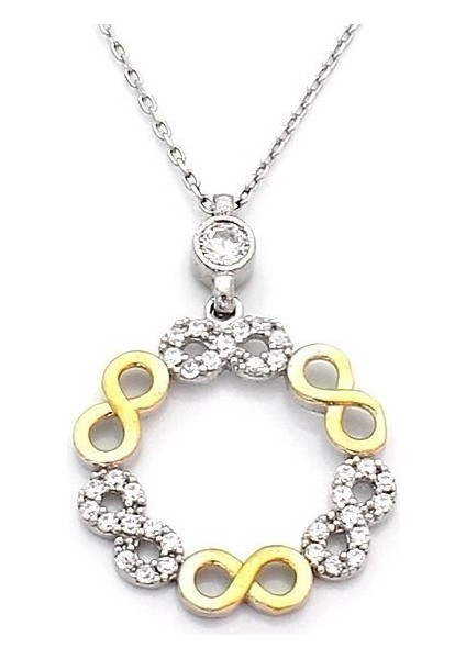 Sonsuzluk Model Zirkon Taşlı 925 Ayar Gümüş Bayan Kolye