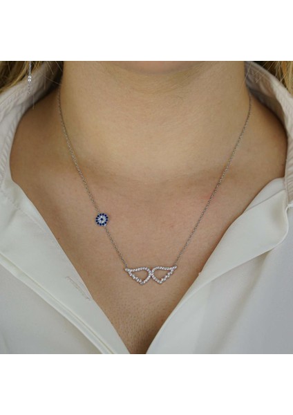 925 Ayar Gümüş Nazarlı Melek Kanadı Kolye fiyatları