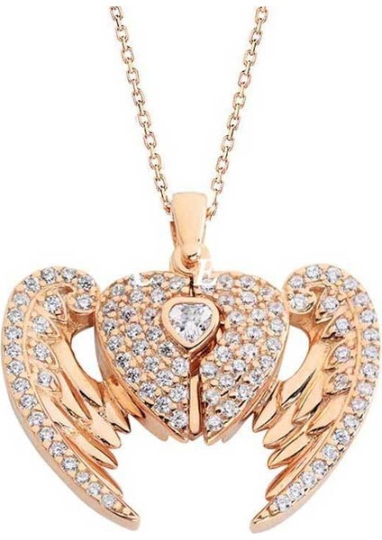 Isim Yazılı Melek Figürlü Gümüş Kolye