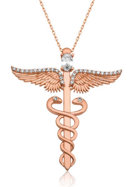 Gümüş Tıp Sembolü Kadüse Bayan Kolye