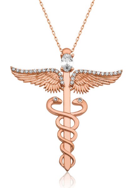 Gümüş Tıp Sembolü Kadüse Bayan Kolye fiyatları