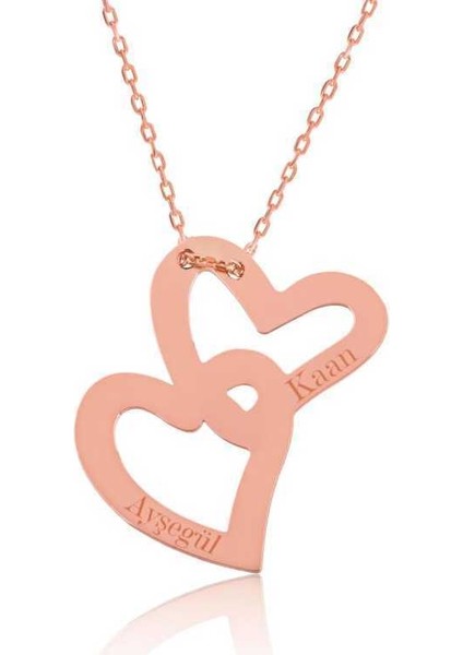 Gümüş Birleşmiş Kalpler Isimli Bayan Kolye