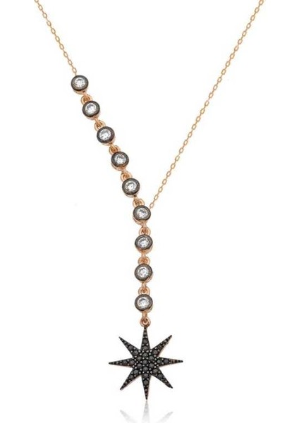 Gümüş Sıra Taşlı Yıldız Bayan Kolye