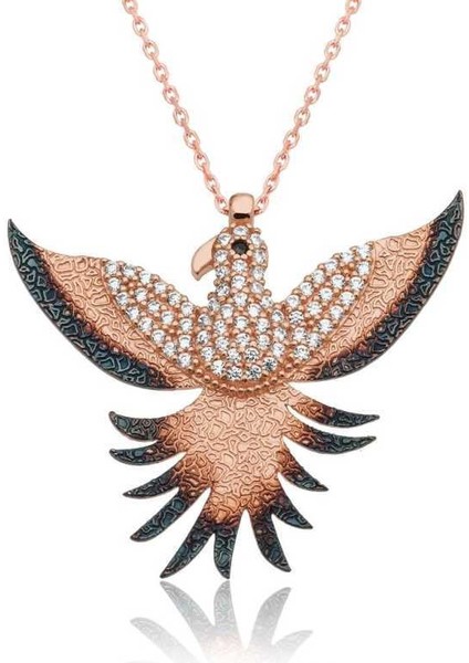 Gümüş Zümrüdü Anka Kuşu Kolye