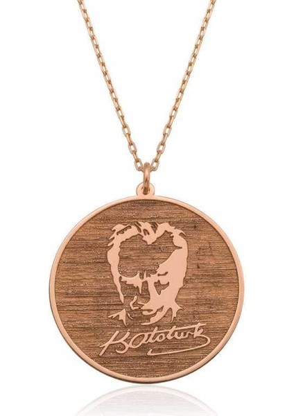 Gümüş Kemal Atatürk Imzası ve Silüeti Bayan Kolye