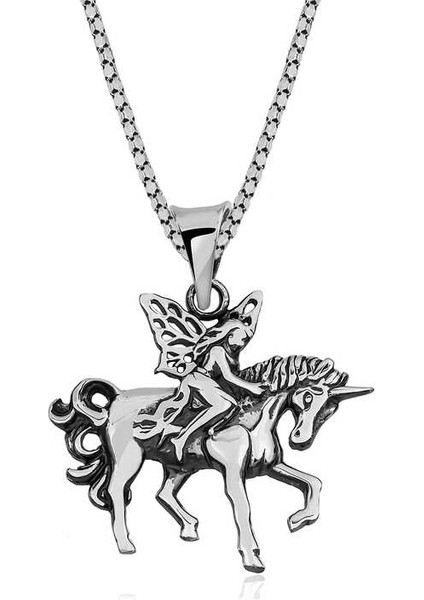 ​gümüş Perili Unicorn Kolye