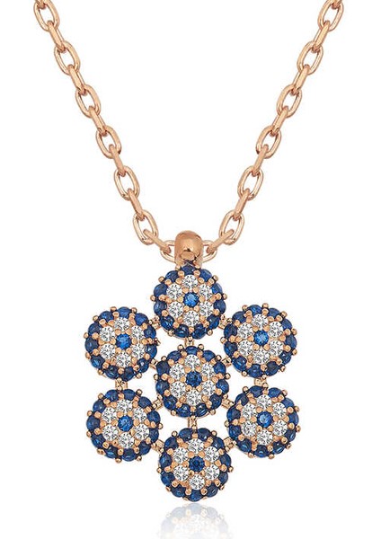 Gümüş Çiçek Model Nazar Kolye