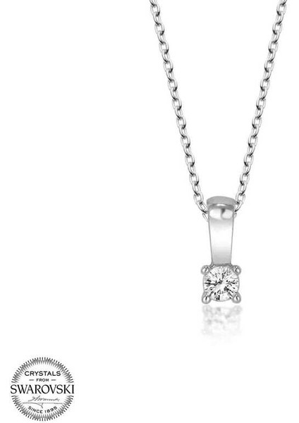 Swarovski Taşlı Gümüş Tektaş Bayan Kolye modelleri