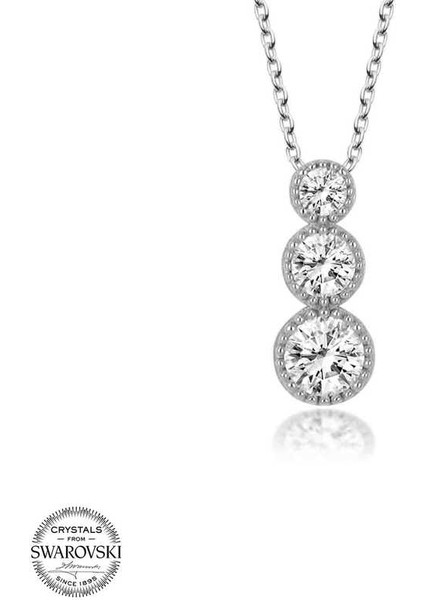 Swarovski Taşlı Gümüş Üçtaş Tektaş Bayan Kolye fiyatları