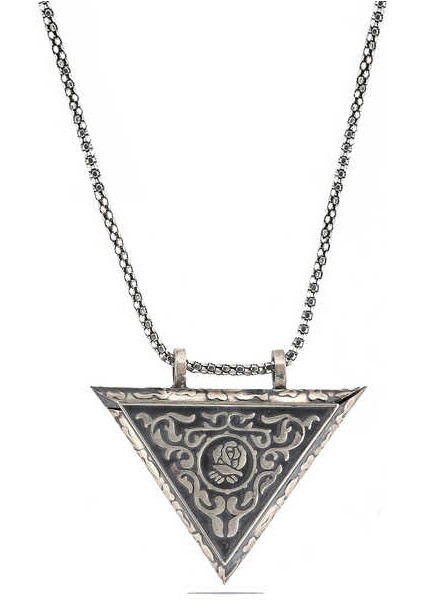 Gümüş Üçgen Içi Açılabilen Gül Muskalık Kolye