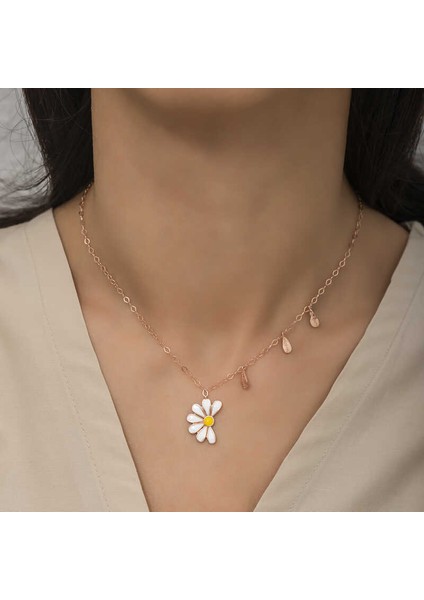 Gümüş Papatya Seviyor Sevmiyor Bayan Kolye