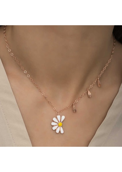 Gümüş Papatya Seviyor Sevmiyor Bayan Kolye modelleri