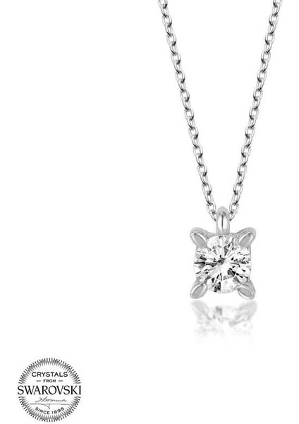 Swarovski Taşlı Gümüş Tektaş Bayan Kolye fiyatları