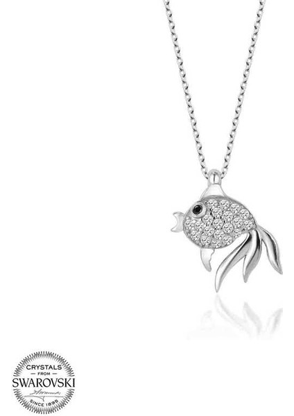 Swarovski Taşlı Gümüş Balık Bayan Kolye