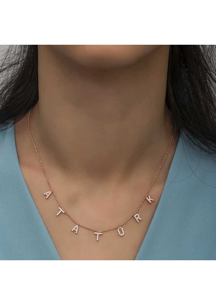 Gümüş Atatürk Yazılı Bayan Kolye