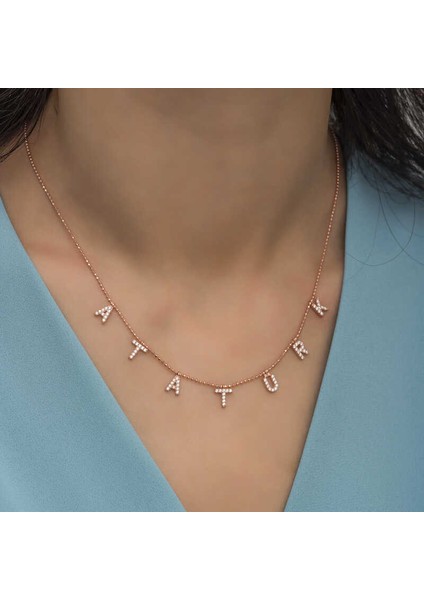 Gümüş Atatürk Yazılı Bayan Kolye modelleri