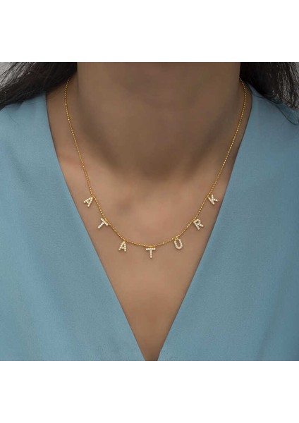 Gümüş Atatürk Yazılı Bayan Kolye modelleri