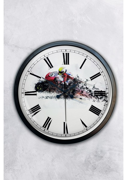 40 cm Siyah Metal Motorsiklet Duvar Saati