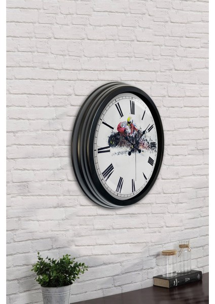 40 cm Siyah Metal Motorsiklet Duvar Saati indirimleri