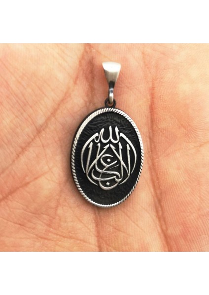 La Galibe Illallah Allah'tan Başka Galip Yoktur Yazılı Gümüş Kolye Ucu
