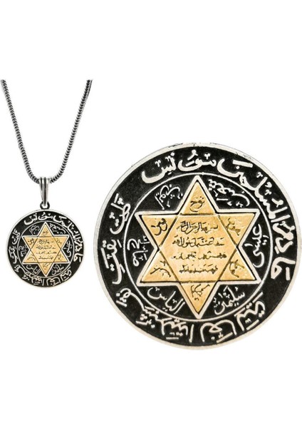 Özel Tasarım Mührü Süleyman Gümüş Kolye Kalın Zincirli 60 cm fiyatları