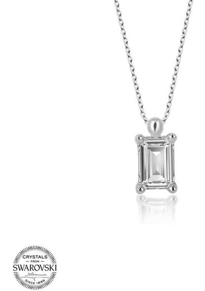 Swarovski Taşlı Gümüş Baget Tektaş Bayan Kolye