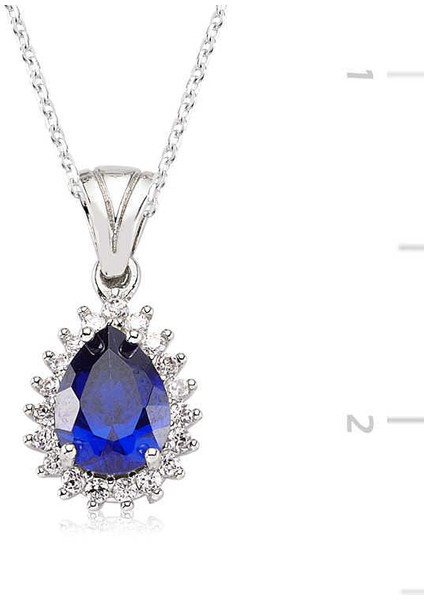 Gümüş Mavi Damla Bayan Kolye