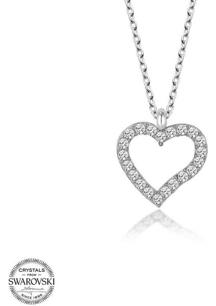 Swarovski Taşlı Gümüş Kalp Bayan Kolye
