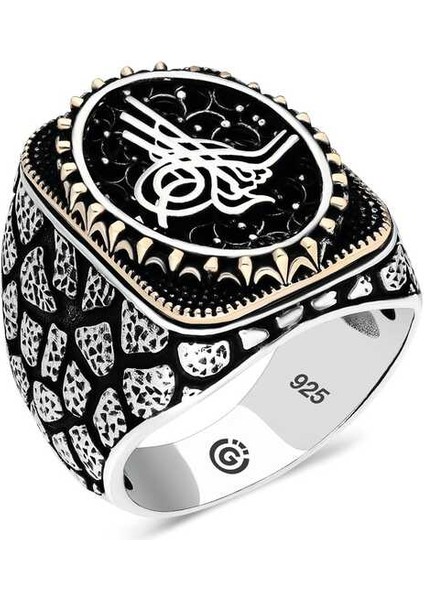 Gümüş Tuğra Oval Erkek Yüzük