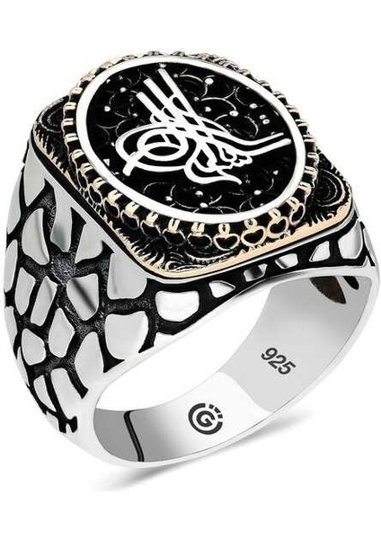 Gümüş Tuğra Oval Erkek Yüzük