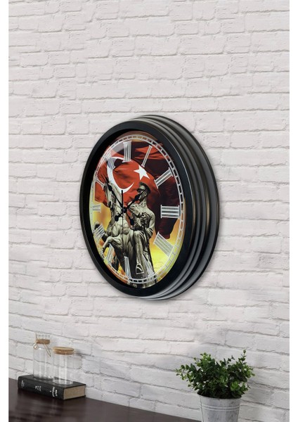 40 cm Siyah Metal Mustafa Kemal Atatürk Duvar Saati fırsatları