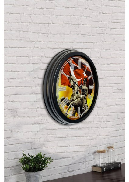 40 cm Siyah Metal Mustafa Kemal Atatürk Duvar Saati indirimleri