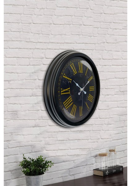 40 cm Siyah Metal Mermer Desen Roma Rakamlı Duvar Saati indirimleri
