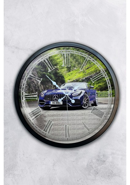 40 cm Siyah Metal Mercedes Duvar Saati