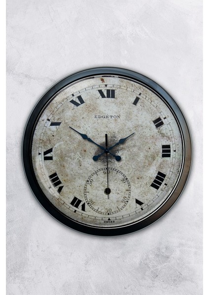 40 cm Siyah Metal Eskitme Duvar Saati