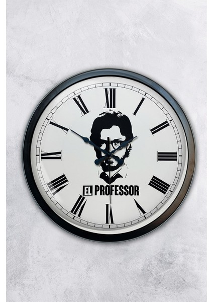40 cm Siyah Metal El Profesör Duvar Saati
