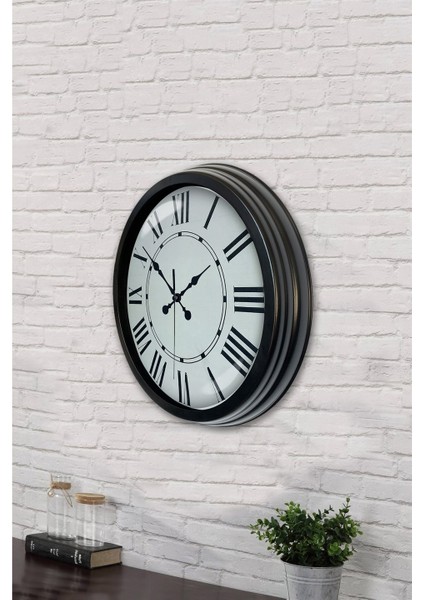 40 cm Siyah Metal Romen Sayılı Duvar Saati fırsatları