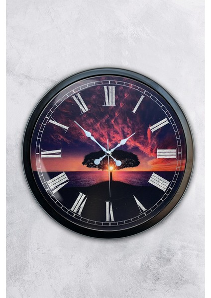 40 cm Siyah Metal Ağaç Duvar Saati