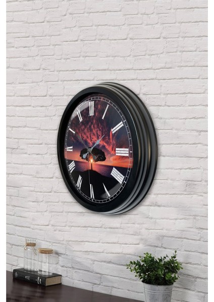 40 cm Siyah Metal Ağaç Duvar Saati modelleri
