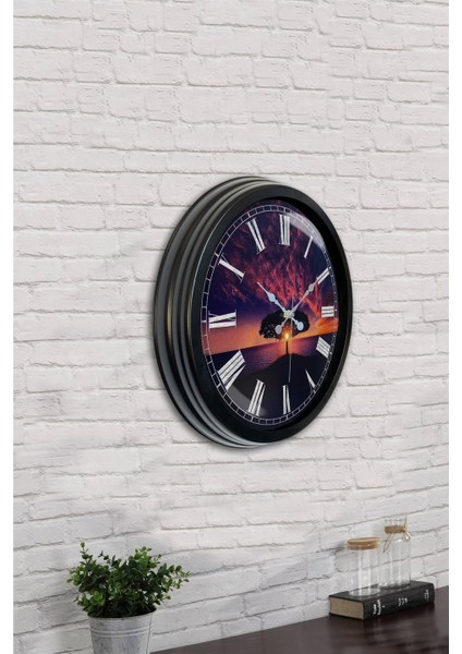 40 cm Siyah Metal Ağaç Duvar Saati fırsatları
